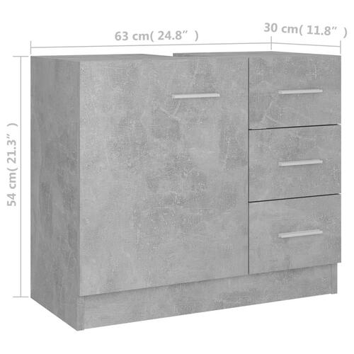 Underskab til håndvask 63x30x54 cm konstrueret træ betongrå