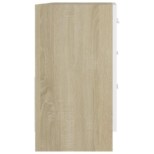 Skab til håndvask 63x30x54 cm konstrueret træ hvid og sonoma-eg