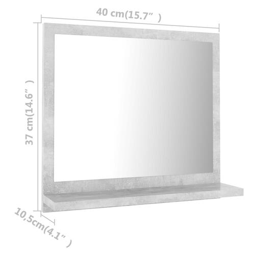 Badeværelsesspejl 40x10,5x37 cm konstrueret træ betongrå