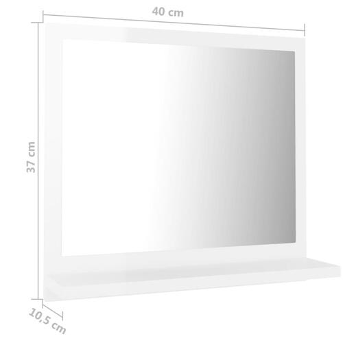 Badeværelsesspejl 40x10,5x37 cm konstrueret træ hvid højglans