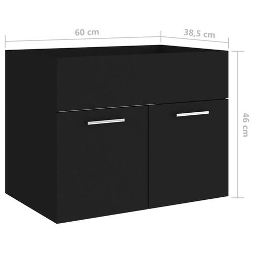 Skab til håndvask 60x38,5x46 cm konstrueret træ sort