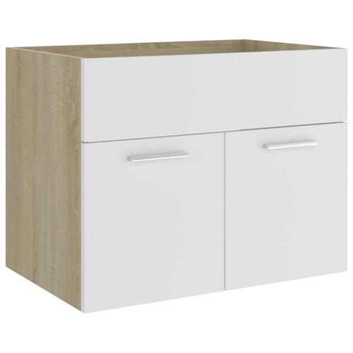 Skab til håndvask 60x38,5x46 cm konstrueret træ hvid sonoma-eg