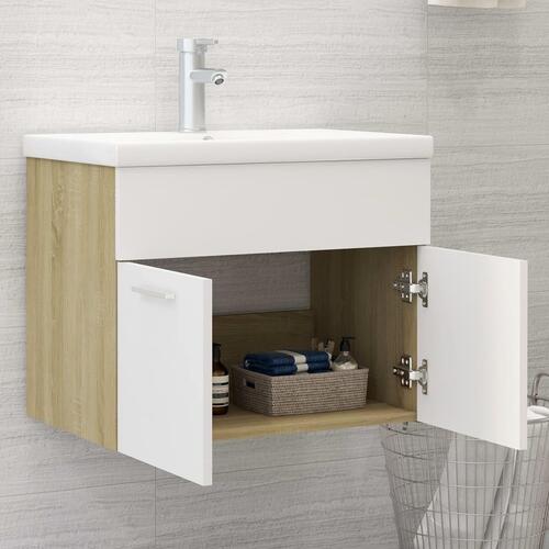 Vaskeskab 60x38,5x46 cm spånplade hvid og sonoma-eg