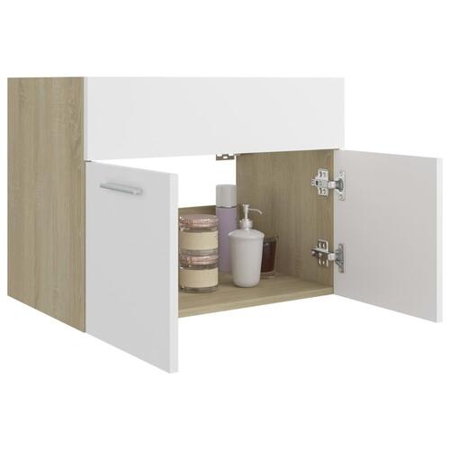 Skab til håndvask 60x38,5x46 cm konstrueret træ hvid sonoma-eg