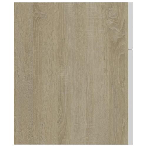 Skab til håndvask 60x38,5x46 cm konstrueret træ hvid sonoma-eg