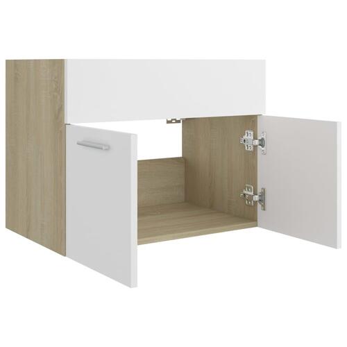 Skab til håndvask 60x38,5x46 cm konstrueret træ hvid sonoma-eg