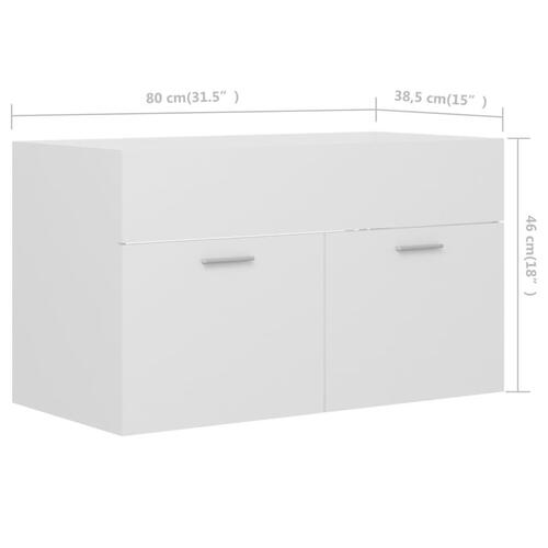 Skab til håndvask 80x38,5x46 cm konstrueret træ hvid