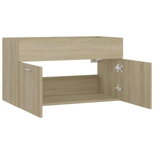 Skab til håndvask 80x38,5x46 cm konstrueret træ sonoma-eg
