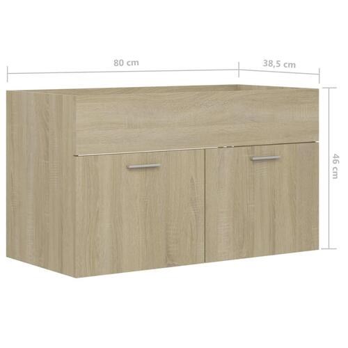 Skab til håndvask 80x38,5x46 cm konstrueret træ sonoma-eg