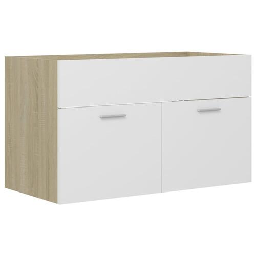 Vaskeskab 80x38,5x46 cm spånplade hvid og sonoma-eg
