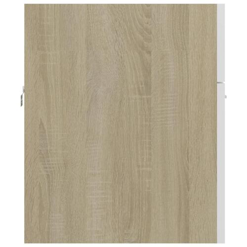 Vaskeskab 80x38,5x46 cm spånplade hvid og sonoma-eg