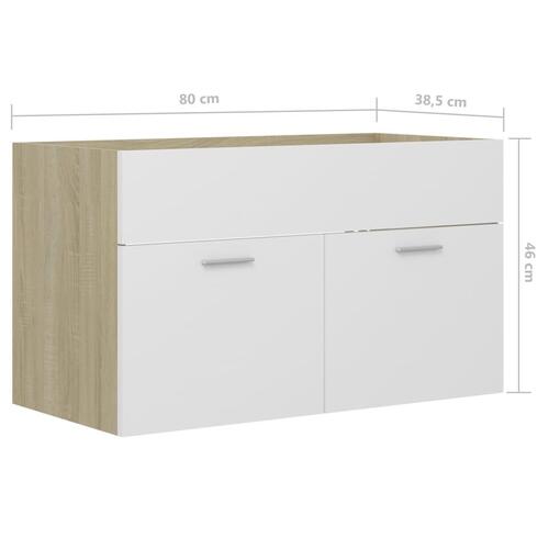 Vaskeskab 80x38,5x46 cm spånplade hvid og sonoma-eg