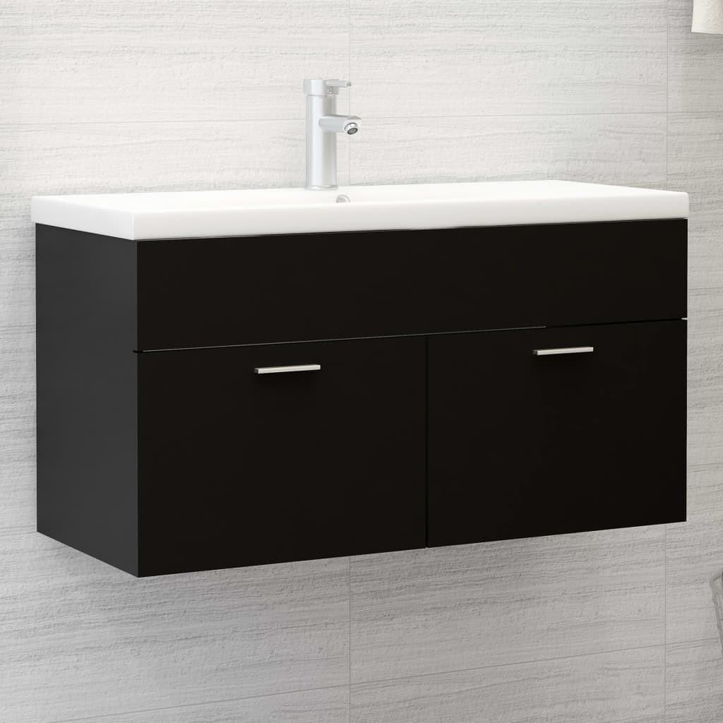 Vaskeskab 90x38,5x46 cm konstrueret træ sort