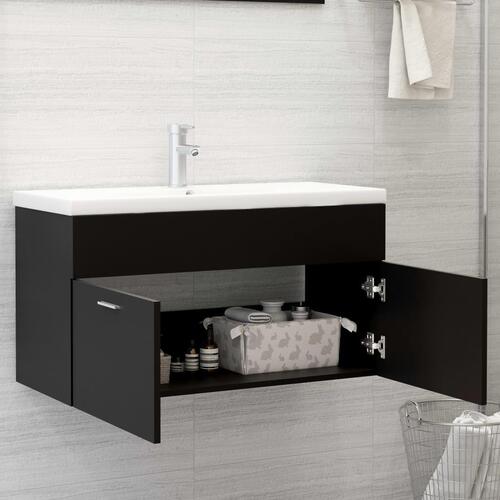 Vaskeskab 90x38,5x46 cm konstrueret træ sort