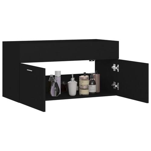 Vaskeskab 90x38,5x46 cm konstrueret træ sort