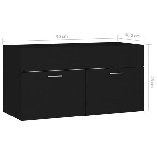 Vaskeskab 90x38,5x46 cm konstrueret træ sort