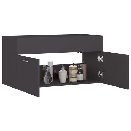 Vaskeskab 90x38,5x46 cm konstrueret træ grå