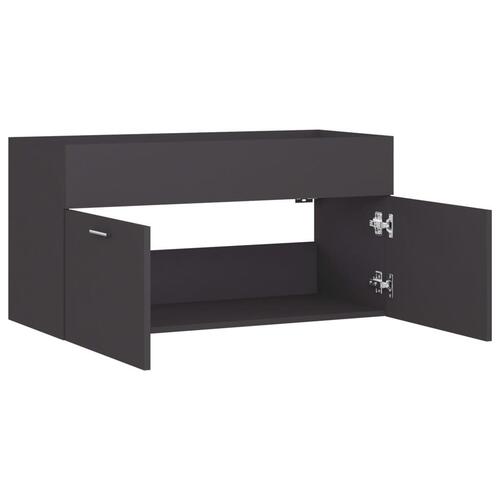 Vaskeskab 90x38,5x46 cm konstrueret træ grå