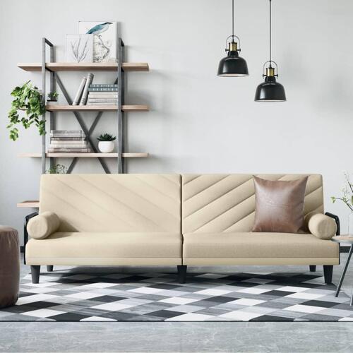 Sovesofa med armlæn stof cremefarvet