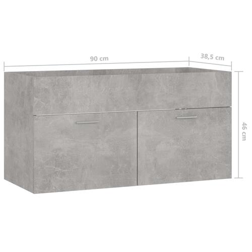 Vaskeskab 90x38,5x46 cm konstrueret træ betongrå