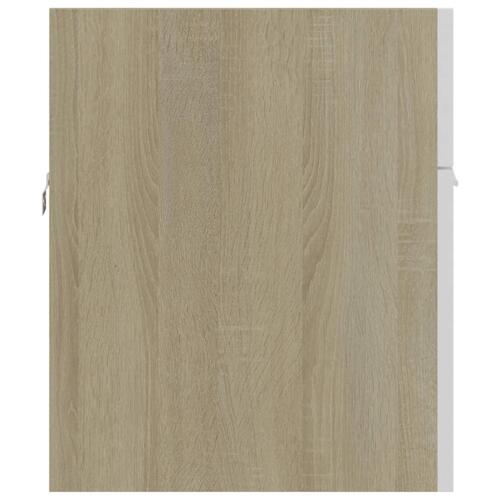 Skab til håndvask 90x38,5x46 cm hvid og sonoma-eg