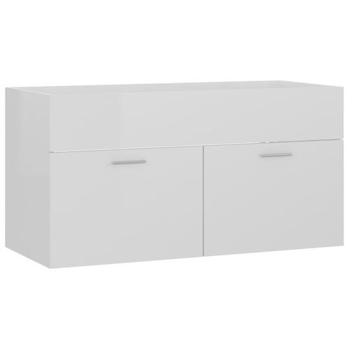 Skab til håndvask 90x38,5x46 cm konstrueret træ hvid højglans