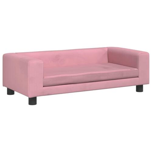 Hundeseng med forlængelse 100x50x30 cm velour lyserød