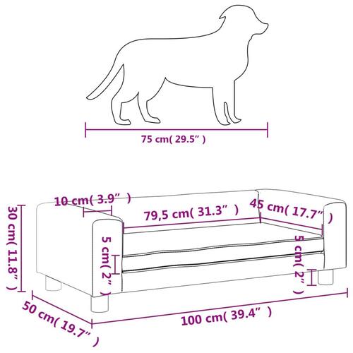 Hundeseng med forlængelse 100x50x30 cm kunstlæder sort