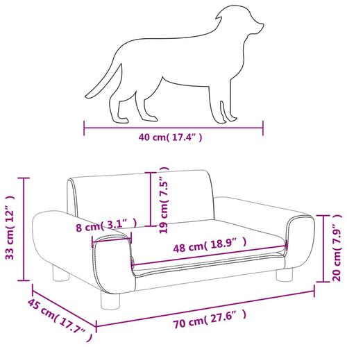 Hundeseng 70x45x33 cm velour lyserød