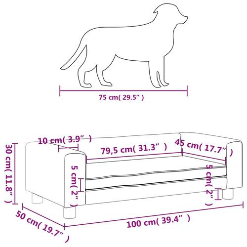 Hundeseng med forlængelse 100x50x30 cm kunstlæder cremefarvet