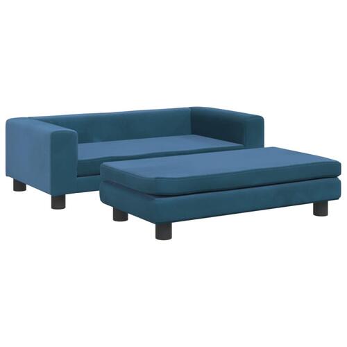 Hundeseng med forlængelse 100x50x30 cm velour blå
