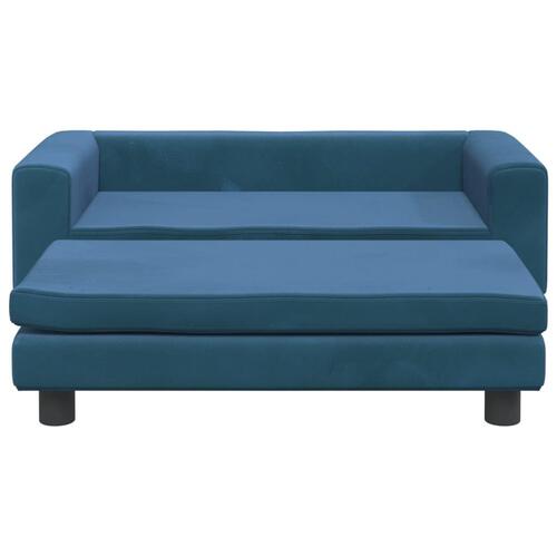 Hundeseng med forlængelse 100x50x30 cm velour blå
