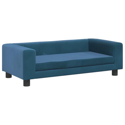 Hundeseng med forlængelse 100x50x30 cm velour blå