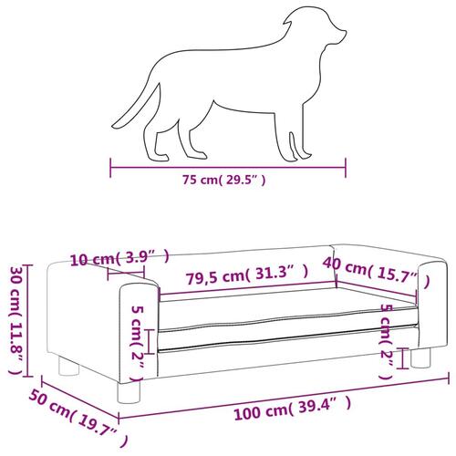 Hundeseng med forlængelse 100x50x30 cm velour blå