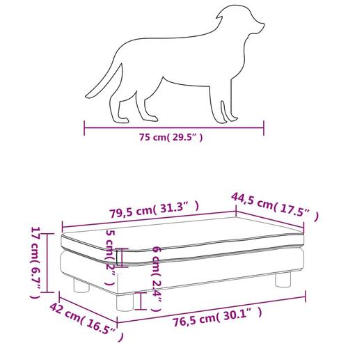Hundeseng med forlængelse 100x50x30 cm velour blå