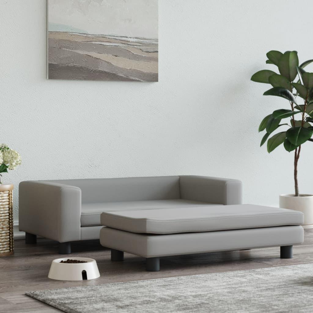 Hundeseng med forlængelse 100x50x30 cm velour lysegrå