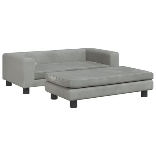 Hundeseng med forlængelse 100x50x30 cm velour lysegrå