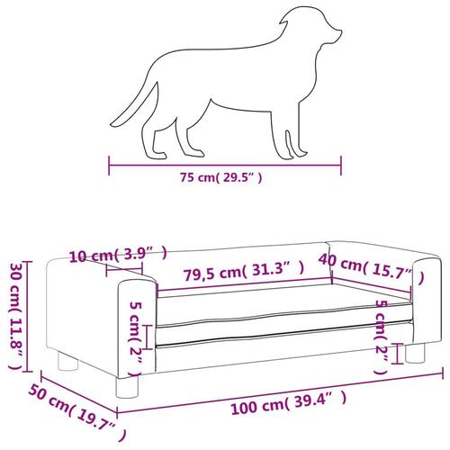 Hundeseng med forlængelse 100x50x30 cm velour lysegrå