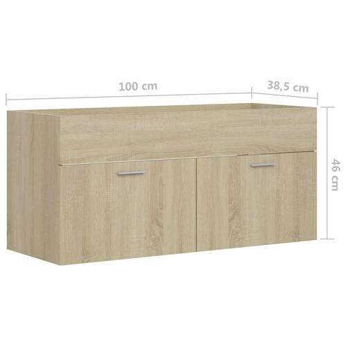 Skab til håndvask 100x38,5x46 cm konstrueret træ sonoma-eg