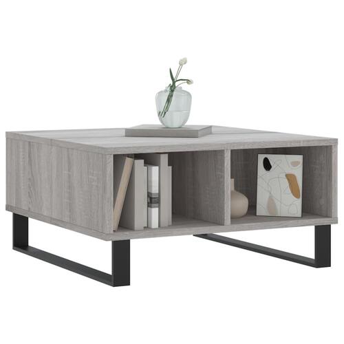 Sofabord 60x60x30 cm konstrueret træ grå sonoma-eg