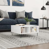 Sofabord 60x60x30 cm konstrueret træ hvid højglans