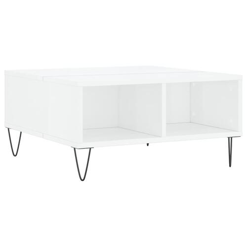 Sofabord 60x60x30 cm konstrueret træ hvid højglans