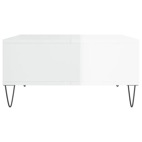 Sofabord 60x60x30 cm konstrueret træ hvid højglans