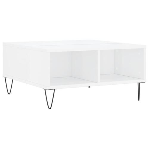 Sofabord 60x60x30 cm konstrueret træ hvid højglans