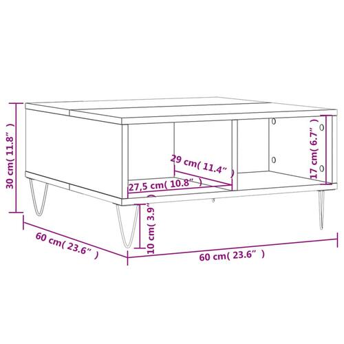 Sofabord 60x60x30 cm konstrueret træ hvid højglans
