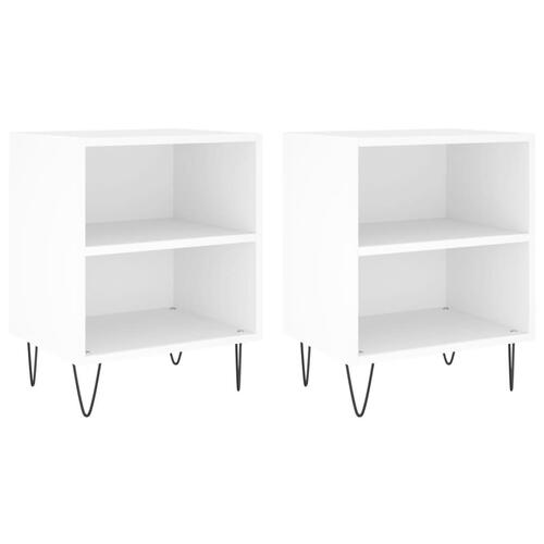 Sengeborde 2 stk. 40x30x50 cm konstrueret træ hvid