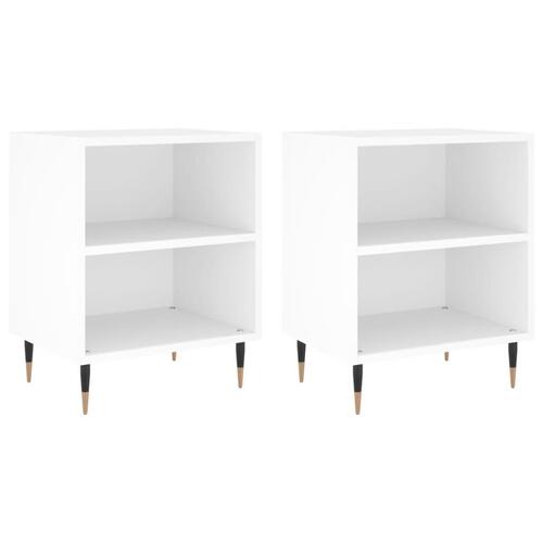 Sengeborde 2 stk. 40x30x50 cm konstrueret træ hvid