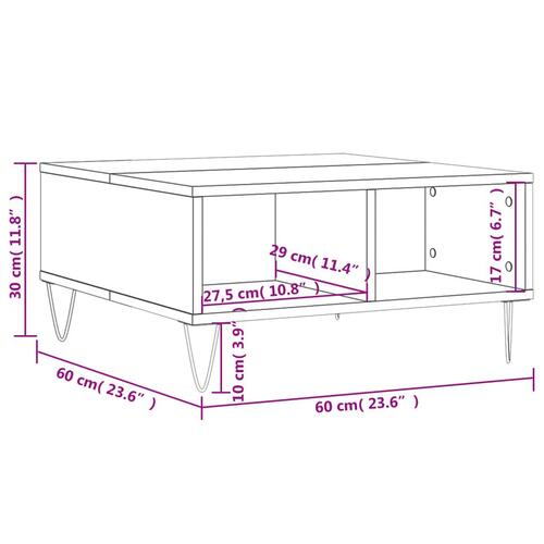 Sofabord 60x60x30 cm konstrueret træ sort