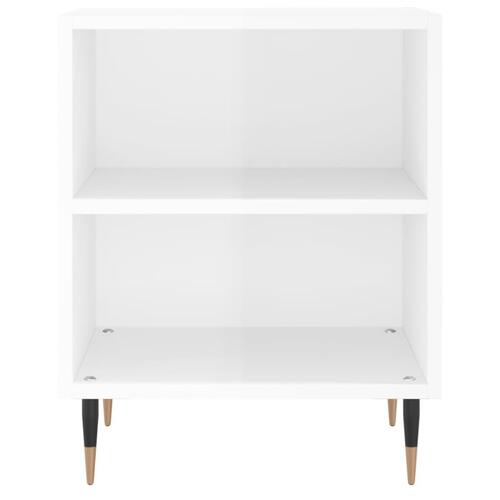 Sengebord 40x30x50 cm konstrueret træ hvid højglans