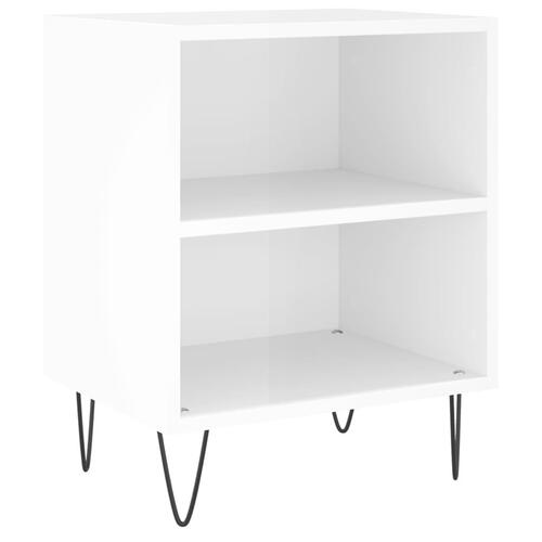 Sengebord 40x30x50 cm konstrueret træ hvid højglans